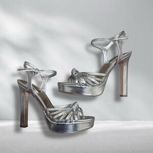 Nine west silver and gold platform heels
